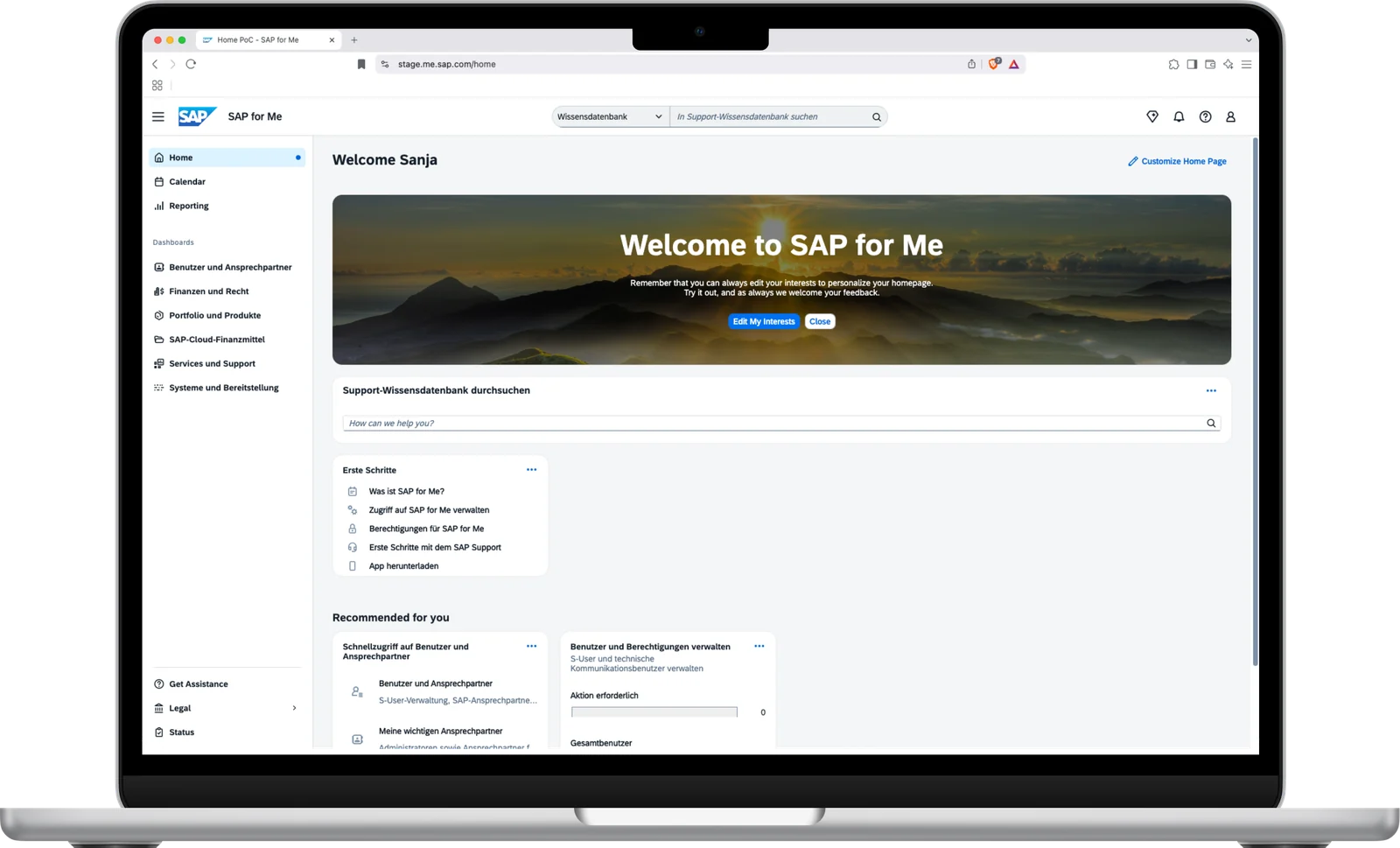Current SAP for Me homepage as analyzed in the UX audit